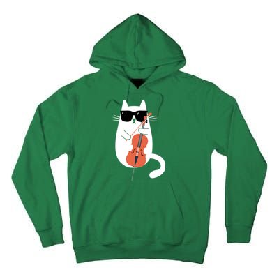 Funny Cat Wearing Sunglasses Playing Cello Cellist Musician Tall Hoodie