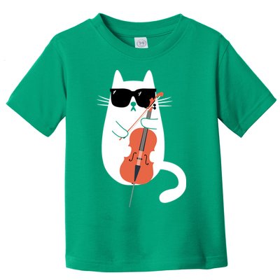 Funny Cat Wearing Sunglasses Playing Cello Cellist Musician Toddler T-Shirt