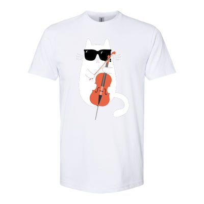 Funny Cat Wearing Sunglasses Playing Cello Cellist Musician Softstyle® CVC T-Shirt