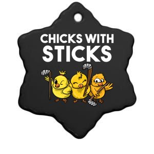 Funny Chicks With Sticks Hockey Gift Team Sports Great Gift Ceramic Star Ornament