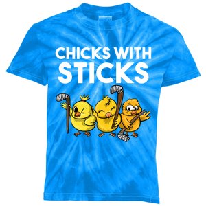 Funny Chicks With Sticks Hockey Gift Team Sports Great Gift Kids Tie-Dye T-Shirt