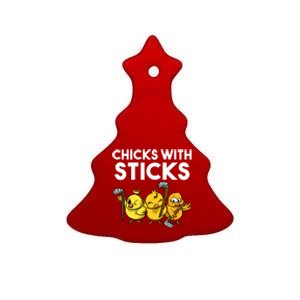 Funny Chicks With Sticks Hockey Gift Team Sports Great Gift Ceramic Tree Ornament