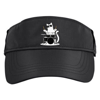Funny Cat Wearing Sunglasses Playing Drums Adult Drive Performance Visor