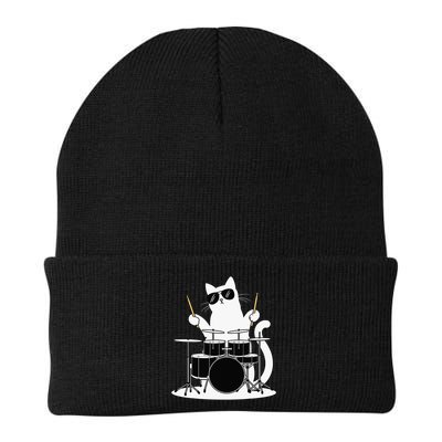 Funny Cat Wearing Sunglasses Playing Drums Beanie