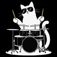 Funny Cat Wearing Sunglasses Playing Drums Drawstring Bag