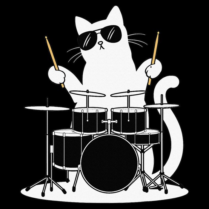 Funny Cat Wearing Sunglasses Playing Drums Drawstring Bag