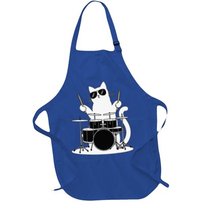 Funny Cat Wearing Sunglasses Playing Drums Apron