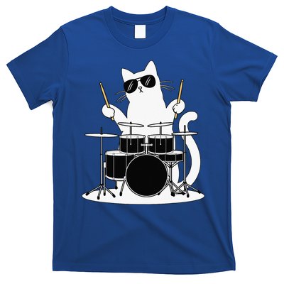 Funny Cat Wearing Sunglasses Playing Drums T-Shirt