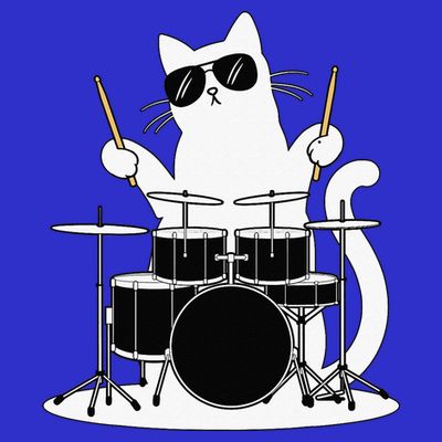 Funny Cat Wearing Sunglasses Playing Drums T-Shirt