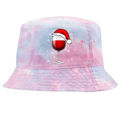 Funny Christmas Wine Glass Santa Hat Holiday For Wine Lovers Meaningful Gift Tie-Dyed Bucket Hat