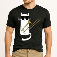 Funny Cat Wearing Sunglasses Playing Trombone Cooling Performance Crew T-Shirt