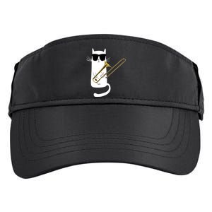 Funny Cat Wearing Sunglasses Playing Trombone Adult Drive Performance Visor