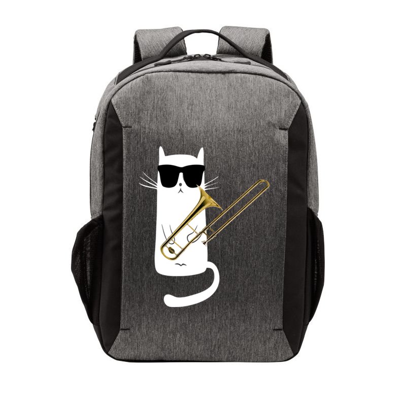 Funny Cat Wearing Sunglasses Playing Trombone Vector Backpack