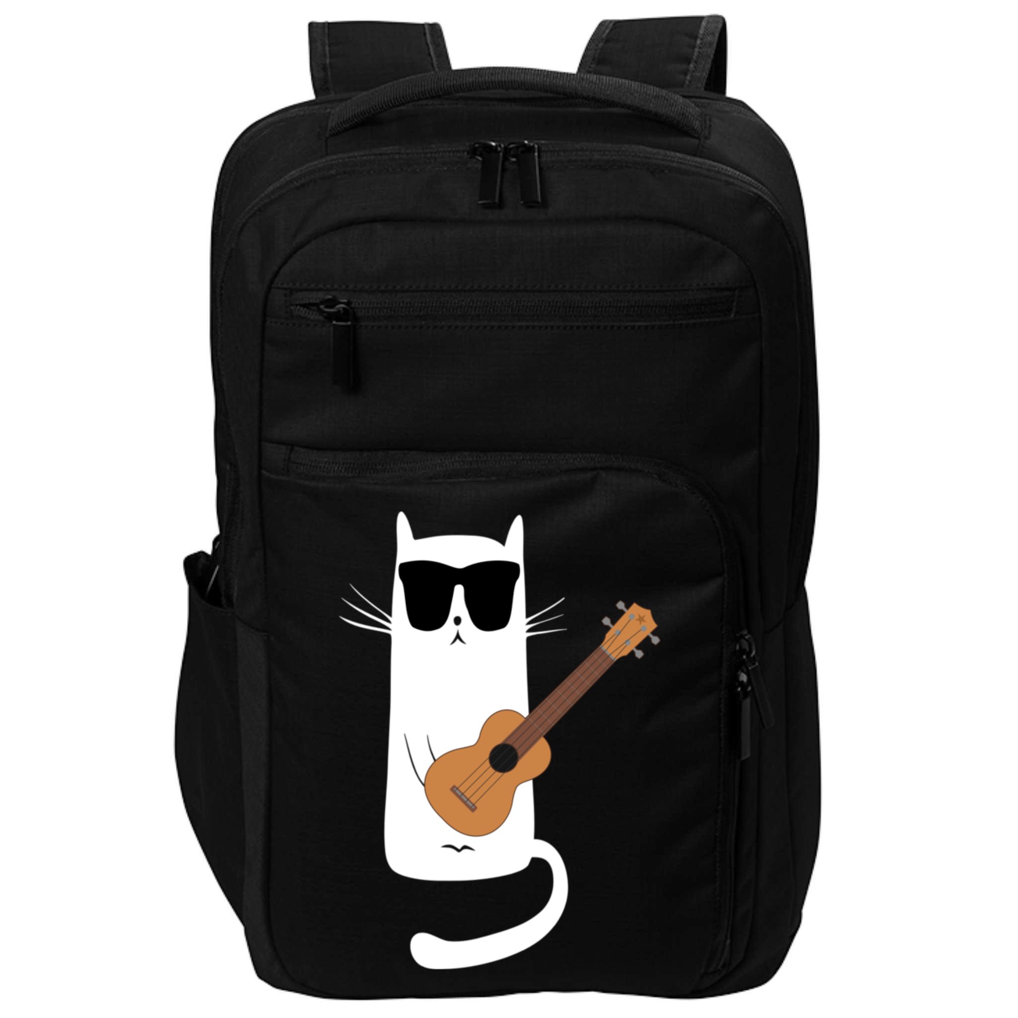 Funny Cat Wearing Sunglasses Playing Ukulele Impact Tech Backpack