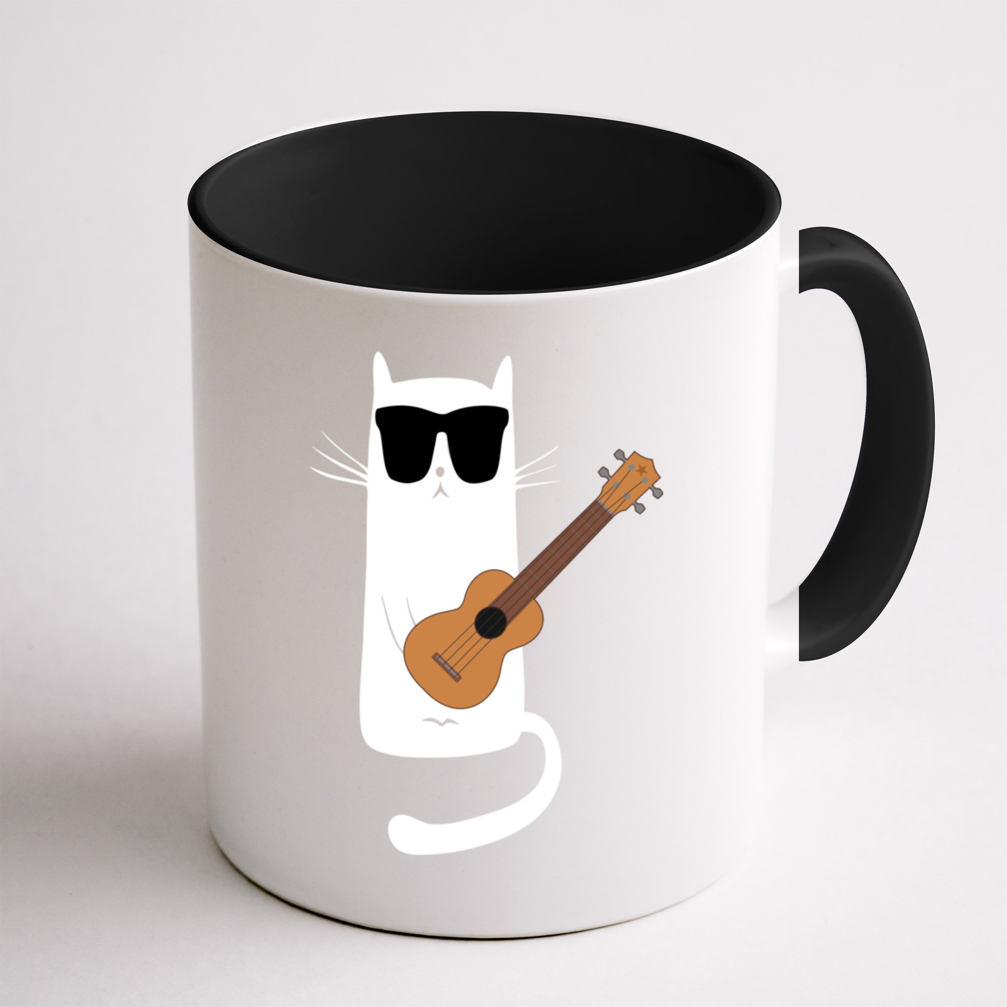 Funny Cat Wearing Sunglasses Playing Ukulele Mug