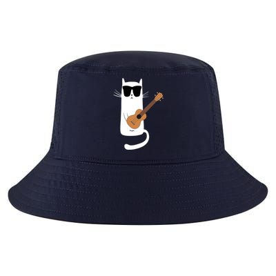 Funny Cat Wearing Sunglasses Playing Ukulele Cool Comfort Performance Bucket Hat
