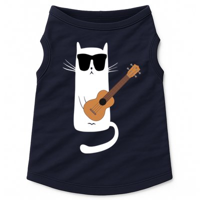 Funny Cat Wearing Sunglasses Playing Ukulele Doggie Tank