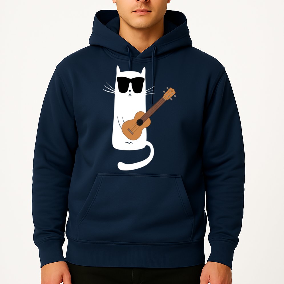 Funny Cat Wearing Sunglasses Playing Ukulele Hoodie