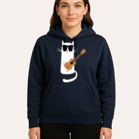 Funny Cat Wearing Sunglasses Playing Ukulele Hoodie