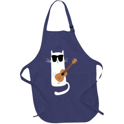 Funny Cat Wearing Sunglasses Playing Ukulele Apron