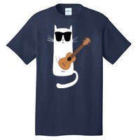 Funny Cat Wearing Sunglasses Playing Ukulele Tall T-Shirt