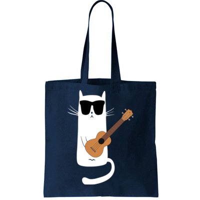 Funny Cat Wearing Sunglasses Playing Ukulele Tote Bag