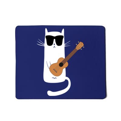 Funny Cat Wearing Sunglasses Playing Ukulele Mousepad