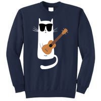 Funny Cat Wearing Sunglasses Playing Ukulele Tall Sweatshirt