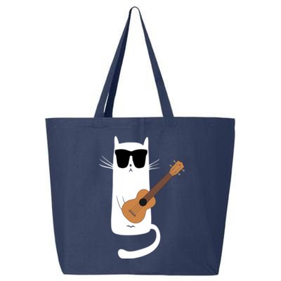 Funny Cat Wearing Sunglasses Playing Ukulele 25L Jumbo Tote