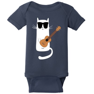 Funny Cat Wearing Sunglasses Playing Ukulele Baby Bodysuit