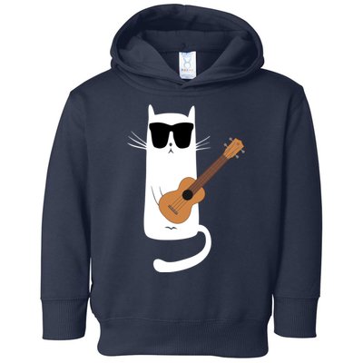 Funny Cat Wearing Sunglasses Playing Ukulele Toddler Hoodie