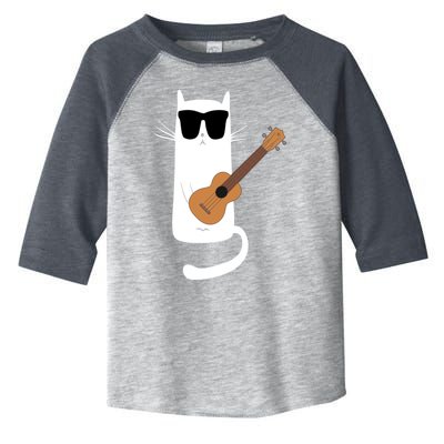 Funny Cat Wearing Sunglasses Playing Ukulele Toddler Fine Jersey T-Shirt