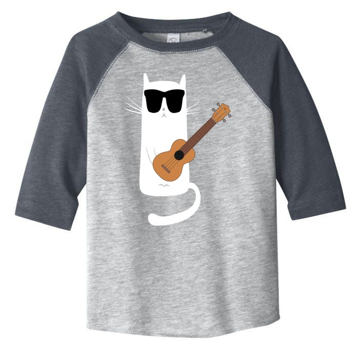 Funny Cat Wearing Sunglasses Playing Ukulele Toddler Fine Jersey T-Shirt