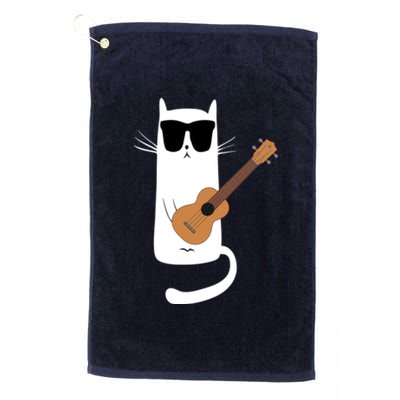 Funny Cat Wearing Sunglasses Playing Ukulele Platinum Collection Golf Towel