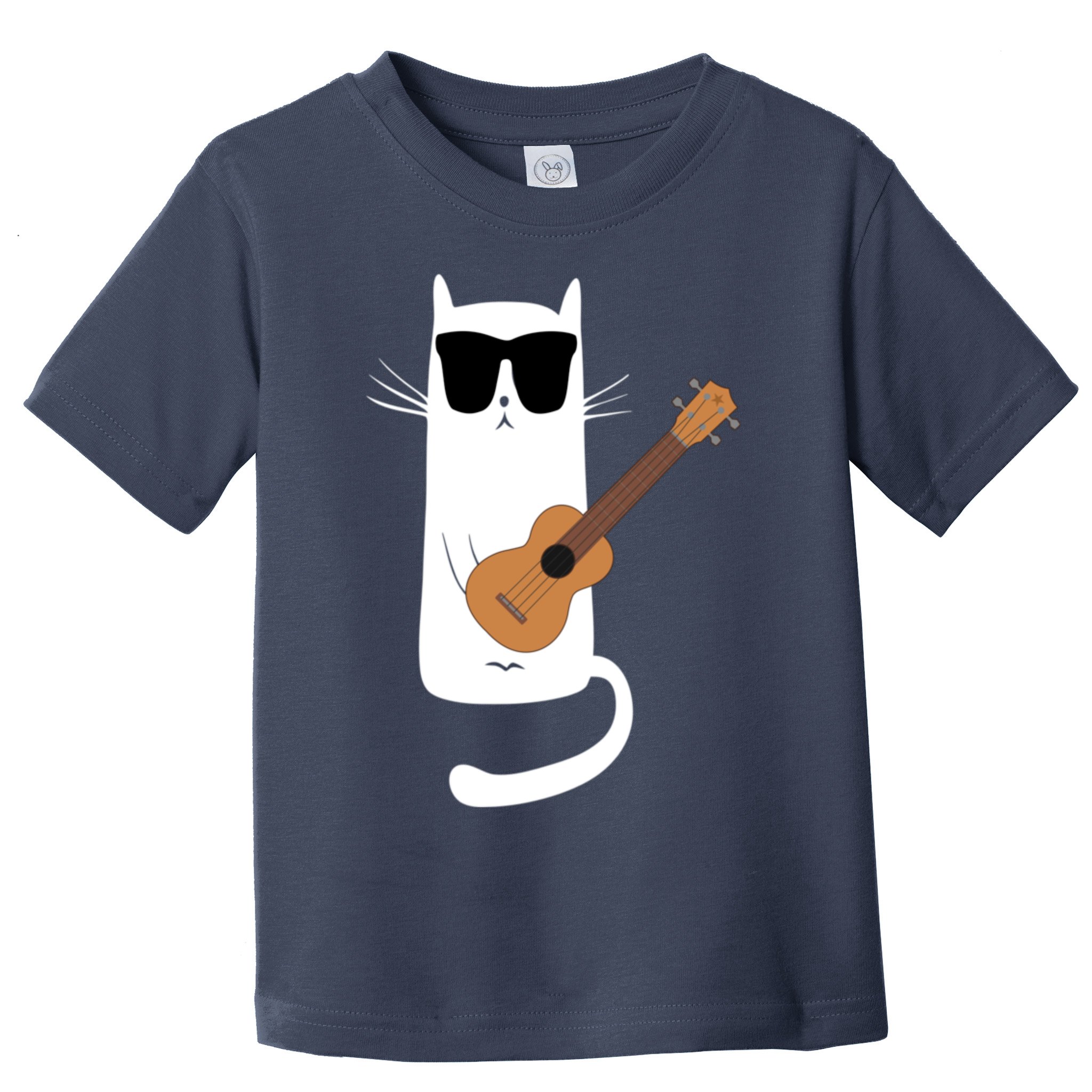 Funny Cat Wearing Sunglasses Playing Ukulele Toddler T-Shirt
