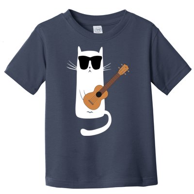 Funny Cat Wearing Sunglasses Playing Ukulele Toddler T-Shirt