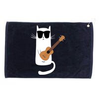 Funny Cat Wearing Sunglasses Playing Ukulele Grommeted Golf Towel