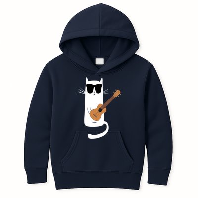 Funny Cat Wearing Sunglasses Playing Ukulele Kids Hoodie