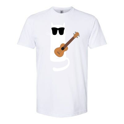 Funny Cat Wearing Sunglasses Playing Ukulele Softstyle® CVC T-Shirt