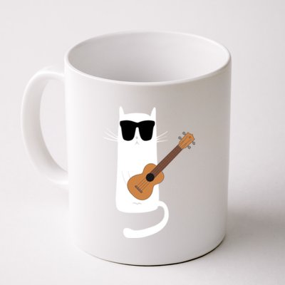 Funny Cat Wearing Sunglasses Playing Ukulele Coffee Mug