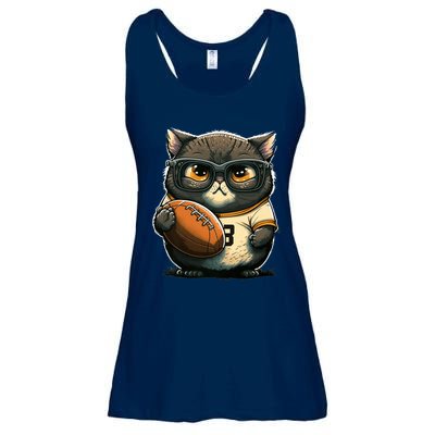 Funny cat with football for American football fans Premium Ladies Essential Flowy Tank