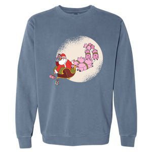 Funny Christmas When Pig Fly Oinkers Pulling Sleigh Meaningful Gift Garment-Dyed Sweatshirt