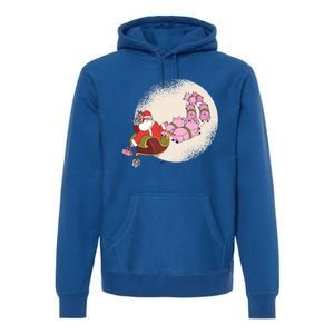 Funny Christmas When Pig Fly Oinkers Pulling Sleigh Meaningful Gift Premium Hoodie