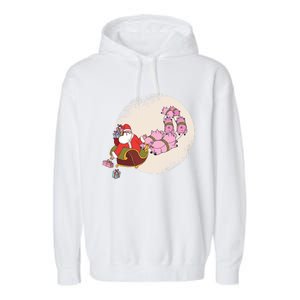 Funny Christmas When Pig Fly Oinkers Pulling Sleigh Meaningful Gift Garment-Dyed Fleece Hoodie