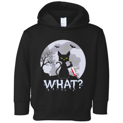 Funny CAT WHAT? Murderous Black Cat With Knife Halloween Costume Toddler Hoodie