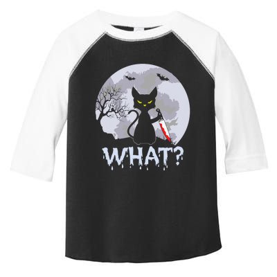 Funny CAT WHAT? Murderous Black Cat With Knife Halloween Costume Toddler Fine Jersey T-Shirt