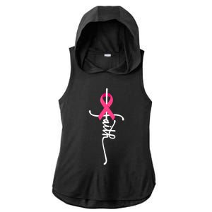 Faith Cross Warrior Survivor Pink Ribbon Breast Cancer Cute Gift Ladies PosiCharge Tri-Blend Wicking Draft Hoodie Tank