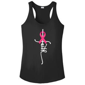 Faith Cross Warrior Survivor Pink Ribbon Breast Cancer Cute Gift Ladies PosiCharge Competitor Racerback Tank