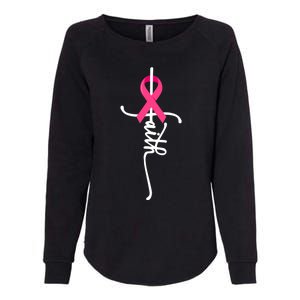 Faith Cross Warrior Survivor Pink Ribbon Breast Cancer Cute Gift Womens California Wash Sweatshirt