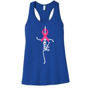 Faith Cross Warrior Survivor Pink Ribbon Breast Cancer Cute Gift Women's Racerback Tank